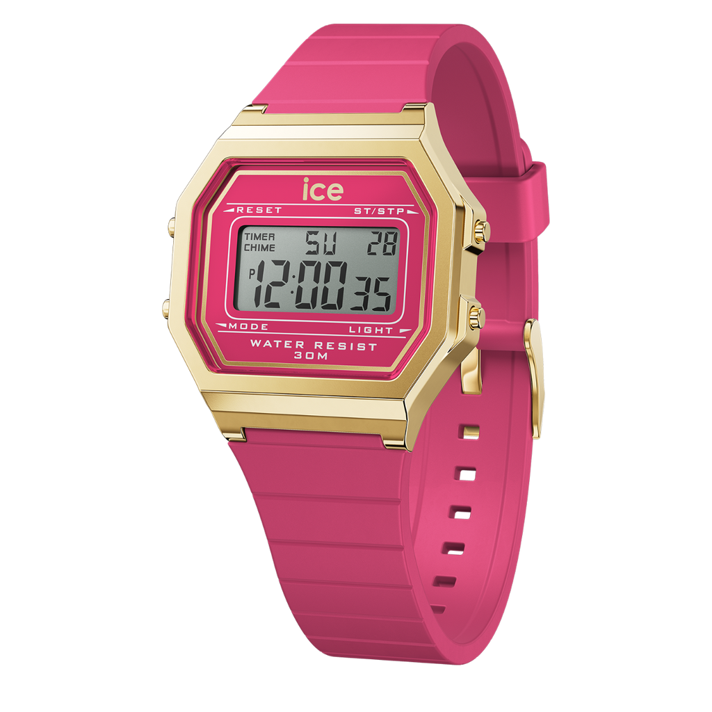 Ice Digit Retro Watch with Pink Dial and Pink Strap 022050