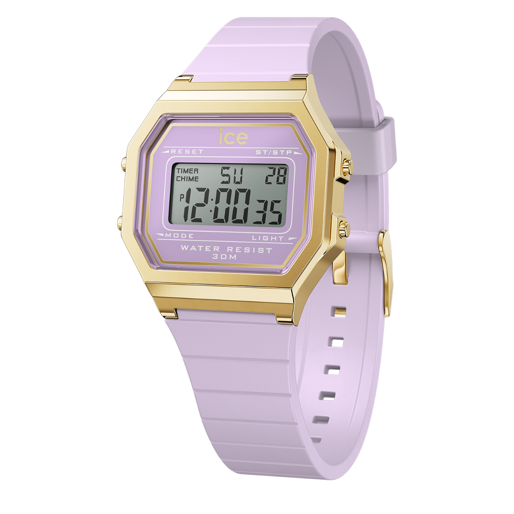 Ice Digit Retro Watch with Lilac Dial and Lilac Strap 022061