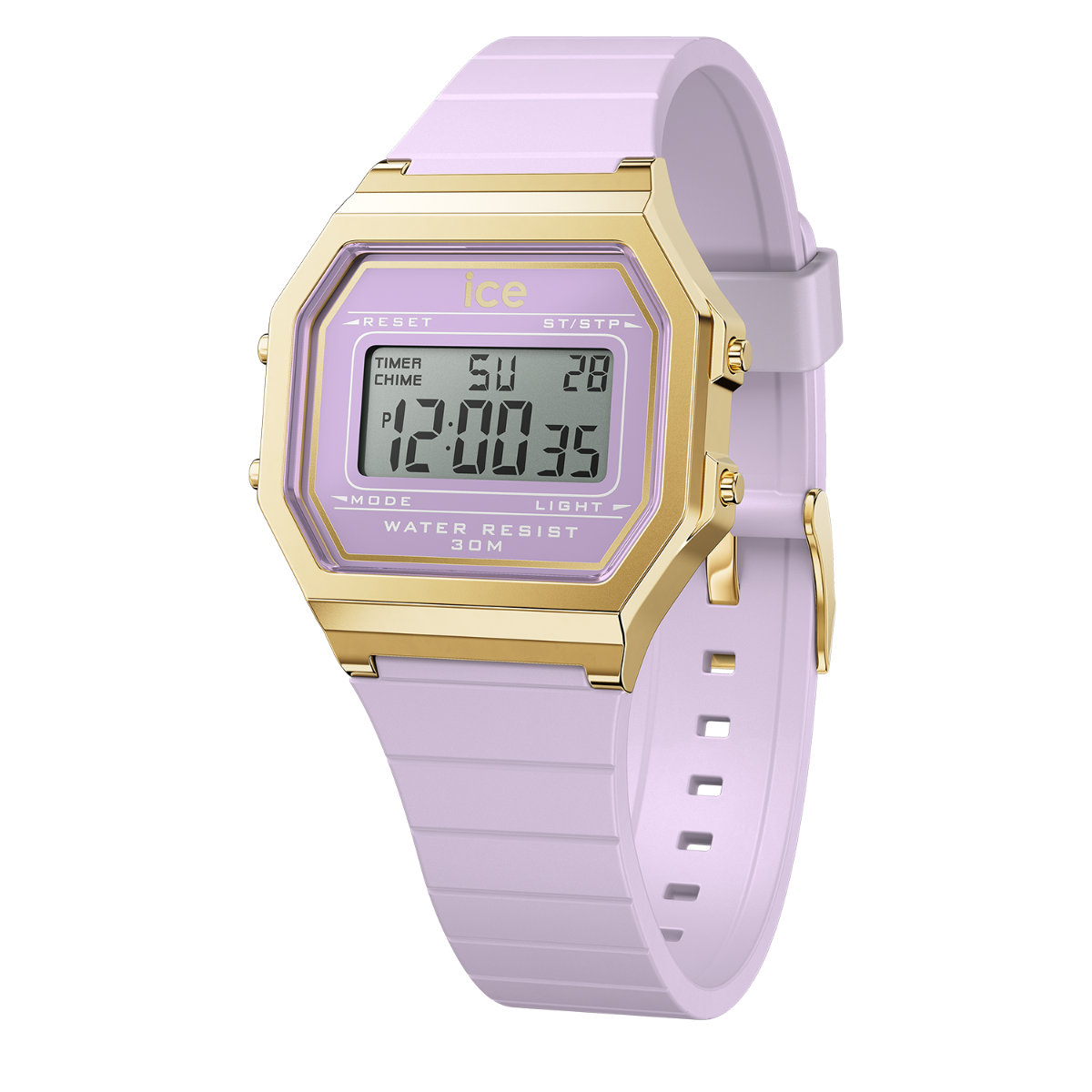 Ice Digit Retro Watch with Lilac Dial and Lilac Strap 022061