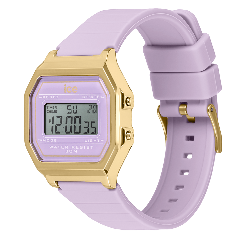 Ice Digit Retro Watch with Lilac Dial and Lilac Strap 022061