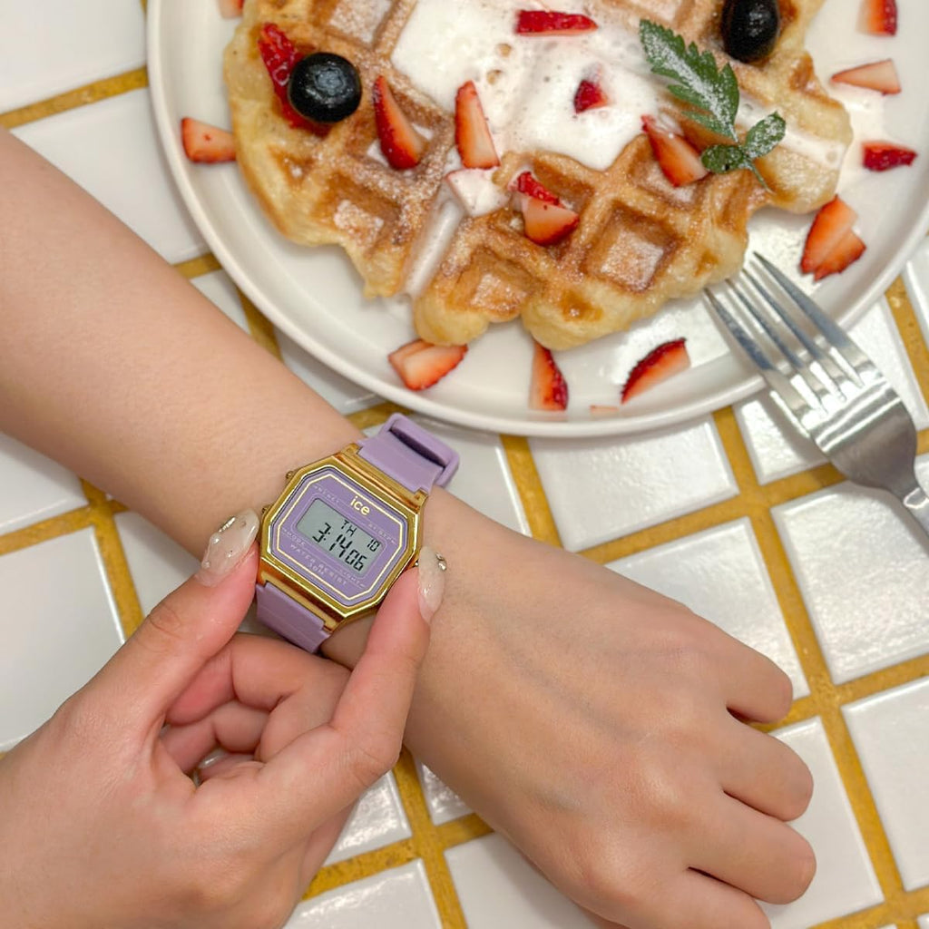 Ice Digit Retro Watch with Lilac Dial and Lilac Strap 022061