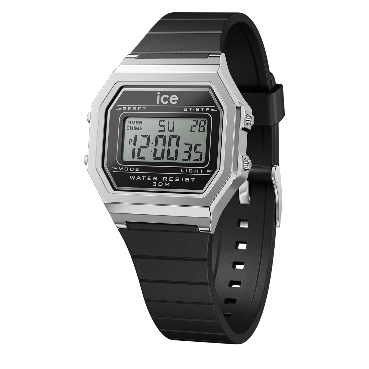 Ice Digit Retro Watch with Black Dial and Black Strap 022063