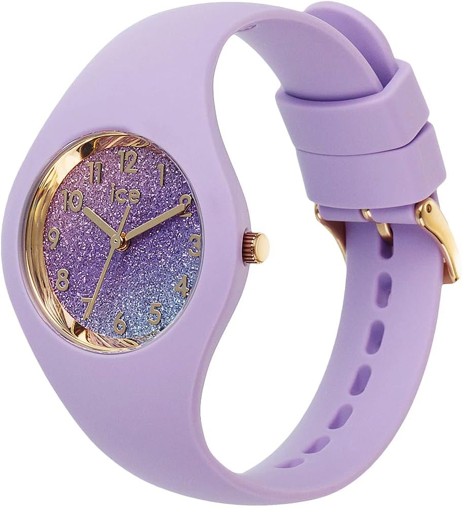 Awr Arddwrn i Ferched Ice Glitter gyda Deial Glaswellt a Strap Laswellt 022570