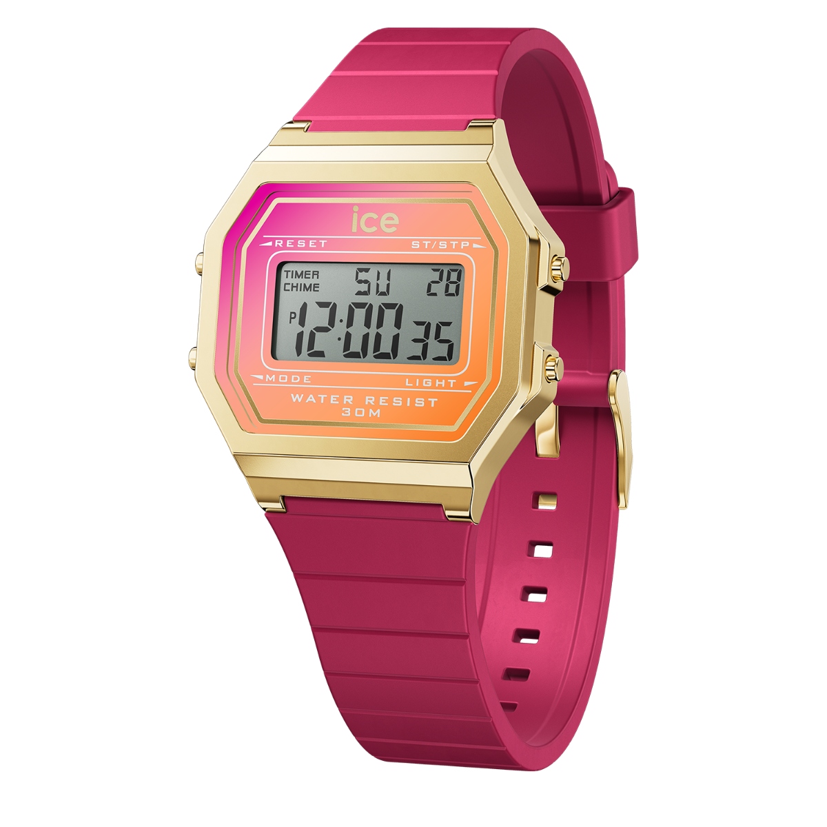 Ice Digit Retro Watch with Pink Dial and Pink Strap 022719