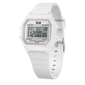 Gwylio Retro Digid Iâ gyda Deial Gwyn a Strap Gwyn 022899