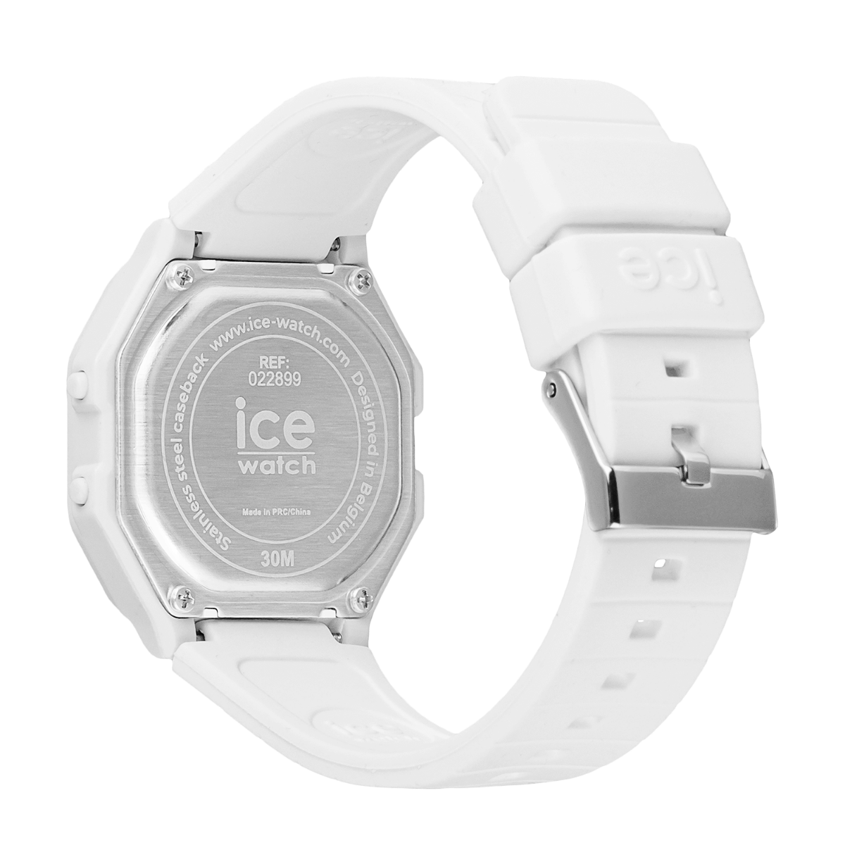 Gwylio Retro Digid Iâ gyda Deial Gwyn a Strap Gwyn 022899