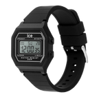 Olwyn Ice Digit Retro gydag Wyneb Du a Strap Ddu 022900
