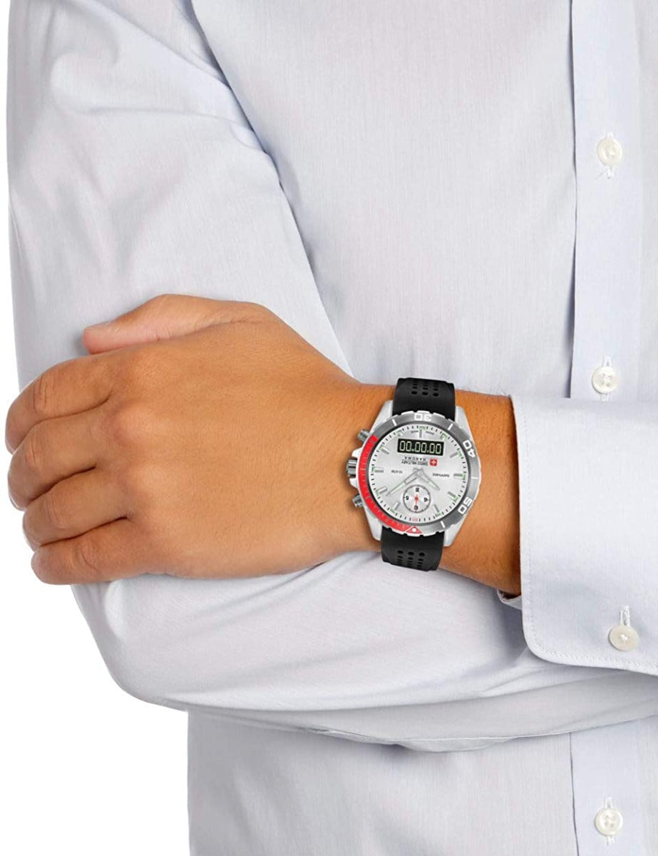 Swiss Military Hanowa Mens Chronograph Watch with White Dial and Black Strap 06-4298.3.04.001