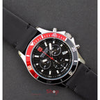Swiss Military Mens Watch With Black Chronograph Dial and Black Leather Strap 06-4337.04.007.36