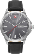 Swiss Military Mens Watch with Black Strap and Grey Dial 06-4346.04.009