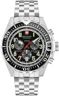 Swiss Military Mens Chronograph Watch with Black Dial Silver Strap 06-5304.04.007
