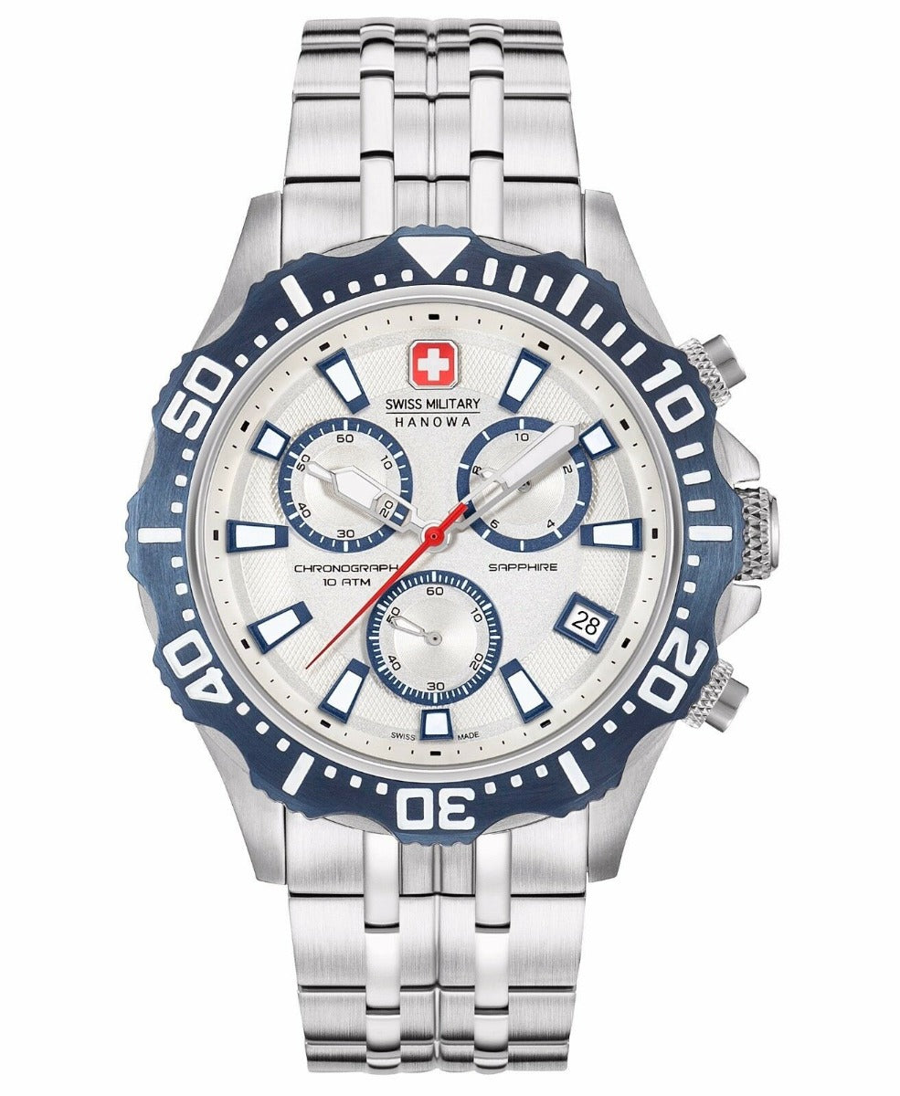 Gwylio Dynion Swiss Military Hanowa gyda Strap Dur Di-staen 06-5305.04.001.03