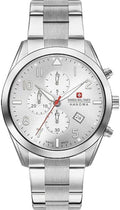 Clocswatch Dynion Military Hanowa y Swistir gyda Deial Arian a Strap Dur Di-staen 06-5316.04.001