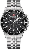Swiss Military Mens Flagship Chronograph Watch with Black Dial and Silver Strap 06-5183.7.04.007