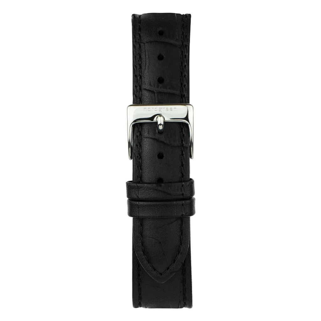 Nordgreen Native Scandinavian Silver Ladies Watch with White Dial and Black Leather Strap