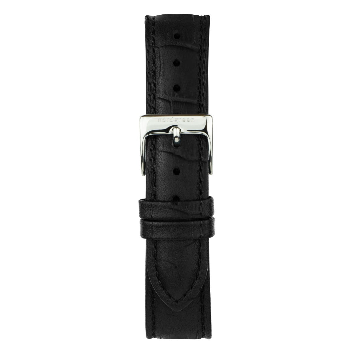 Nordgreen Native Scandinavian Silver Ladies Watch with White Dial and Black Leather Strap