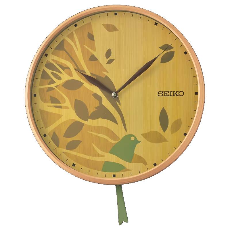 Seiko Pendulum Wall Clock with Light Brown Case QXC243Z