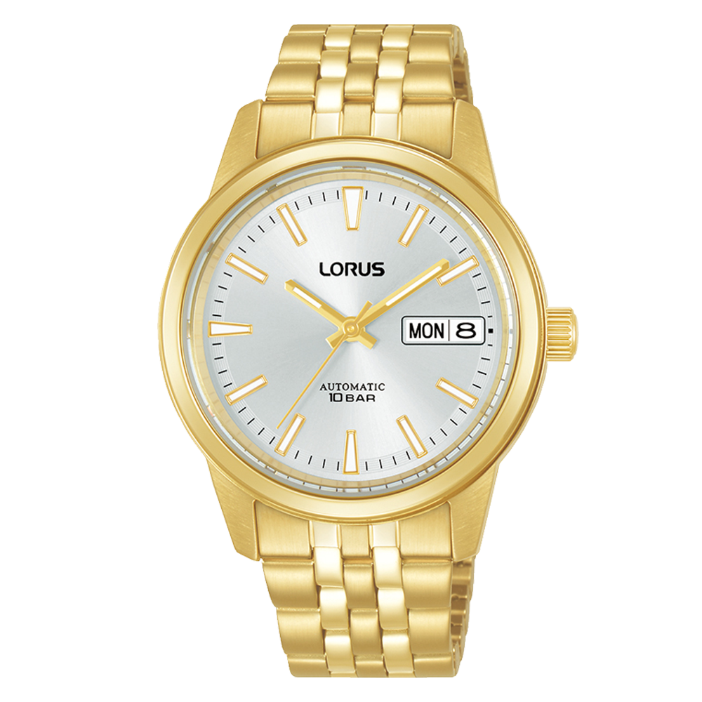 Lorus Mens Automatic Watch with Silver Dial and Gold Bracelet RL406CX9