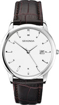 Sekonda Mens Watch with White Dial and Brown Leather Strap 1010