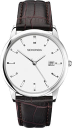 Sekonda Mens Watch with White Dial and Brown Leather Strap 1010