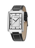 Police Dignity Men's Quartz Watch with Silver Dial Analogue Display and Black Leather Strap 10231MS/04C