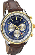 Sekonda Mens Chronograph Watch with Blue Dial and Brown Leather Strap 1055