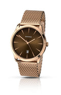 Sekonda Men's Quartz Watch with Brown Dial Analogue Display and Rose Gold Stainless Steel Bracelet 106627