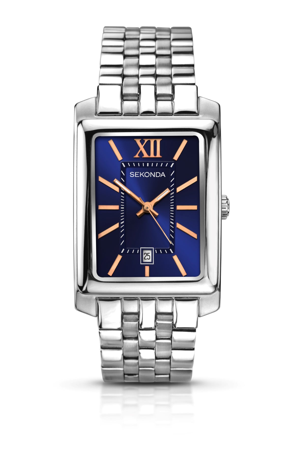Sekonda Mens Blue Dial Analogue Watch With Silver Stainless Steel Bracelet 1093