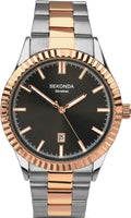 Sekonda Classic Mens Watch with Black Dial and Two Tone Bracelet 1100