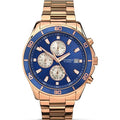 Sekonda Gents Rose Gold Plated Stainless Steel Bracelet Watch Blue Chronograph Dial 1141