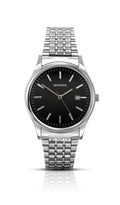 Sekonda Mens Black Dial Analogue Quartz Watch With Silver Stainless Steel Bracelet And Date Function 1150