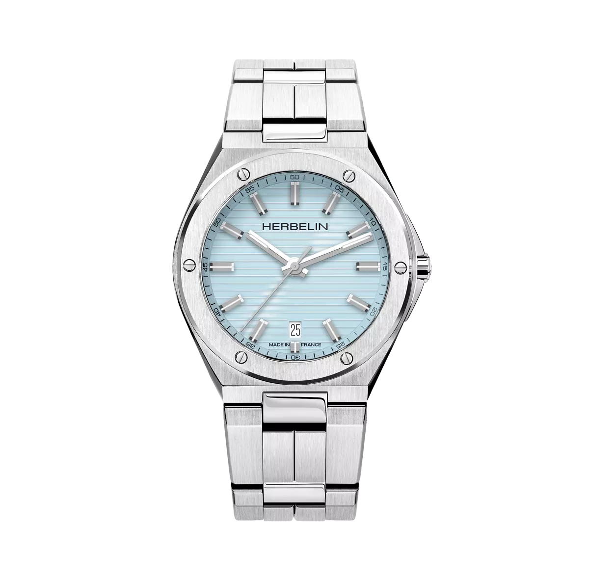Herbelin Cap Camarat Mens Watch with Arctic Blue Dial and Silver Bracelet 12245B25