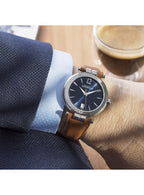 Gwylio Dynion Herbelin Newport gyda Deial Glas a Strap Brown 12264/AP15GO