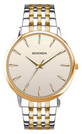 Mens Sekonda Cream Dial Two Tone Stainless Steel Bracelet Watch 1339 RRP £79.99
