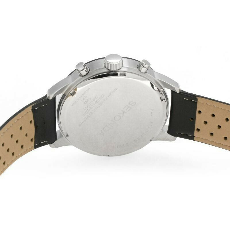 Sekonda Mens Chronograph Watch with Yellow Dial and Black Leather Strap 1395