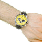 Sekonda Mens Chronograph Watch with Yellow Dial and Black Leather Strap 1395