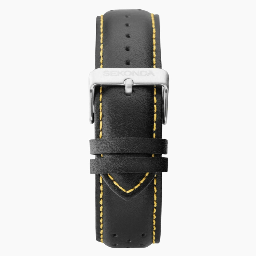 Sekonda Mens Chronograph Watch with Yellow Dial and Black Leather Strap 1395