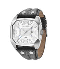 Police Men's Black Leather Strap Watch