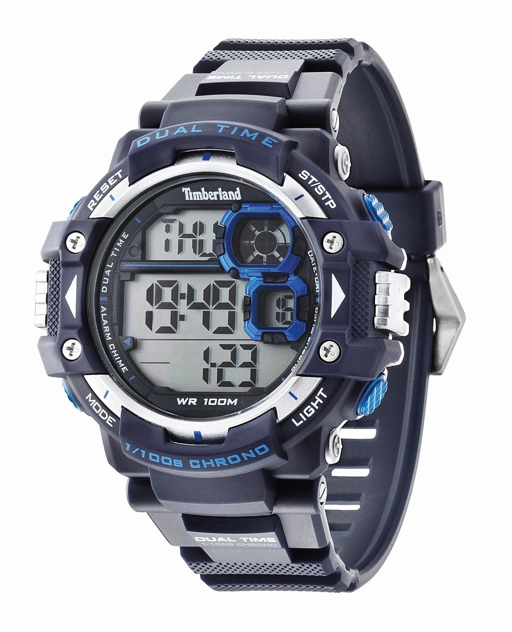 Timberland Tuxbury Men's Digital Watch with Grey Dial Digital Display and Blue Silicone Strap 14260JPBL/03