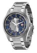 Police Squadron Men's Quartz Watch with Silver Dial Analogue Display and Silver Stainless Steel Bracelet 14380JSU/03M
