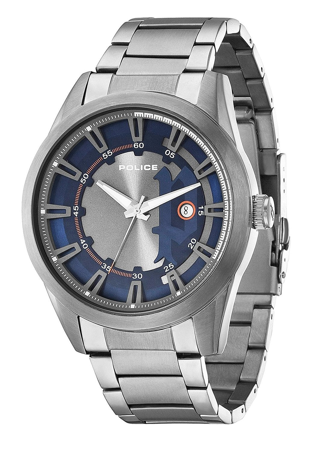 Police Squadron Men's Quartz Watch with Silver Dial Analogue Display and Silver Stainless Steel Bracelet 14380JSU/03M
