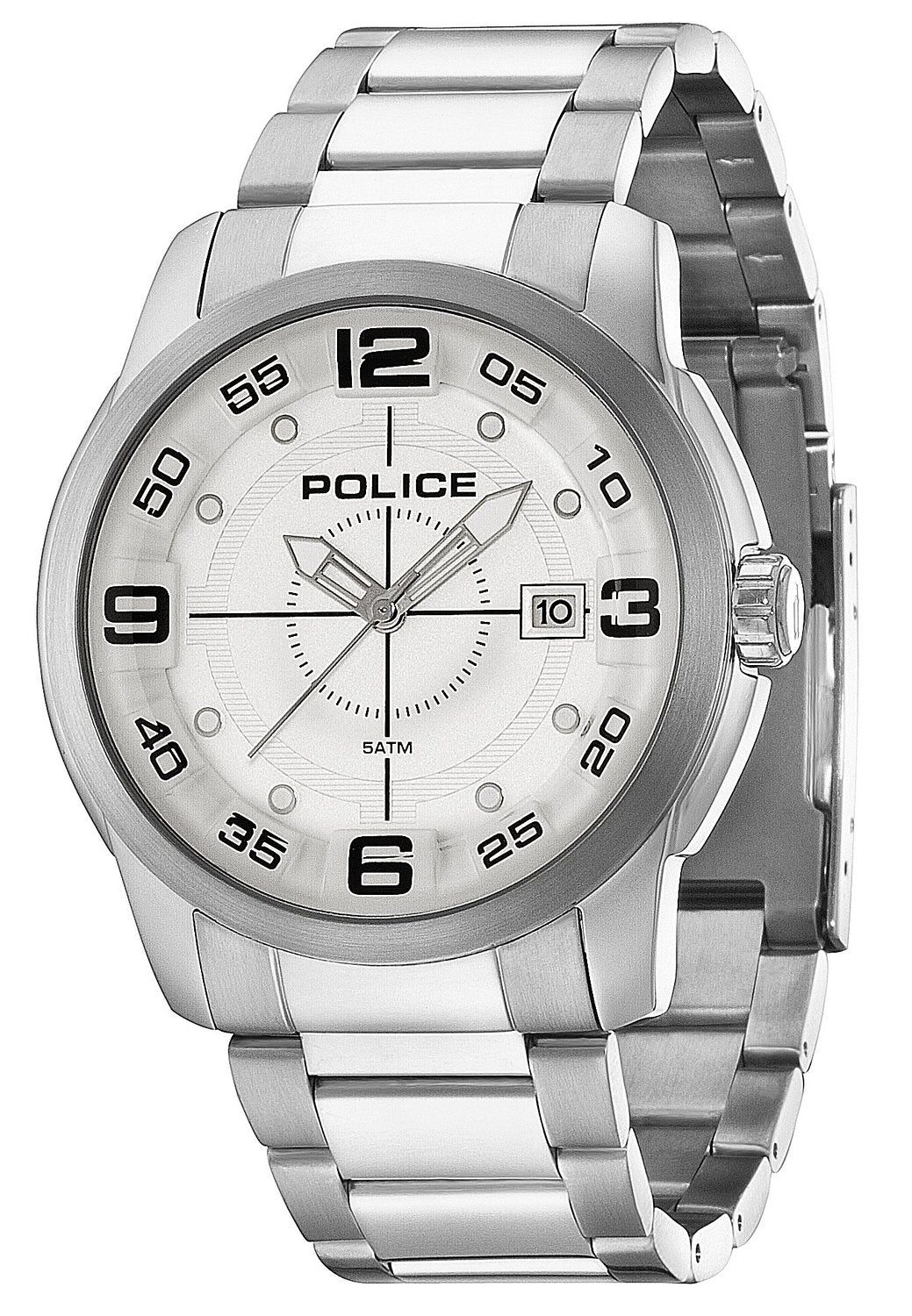 Police SNIPER men's quartz Watch with silver Dial analogue Display and silver stainless steel Bracelet 14386JS/04M