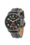 Timberland Men's Quartz Watch with Black Dial Chronograph Display and Black Leather Strap 14439JSQ/02