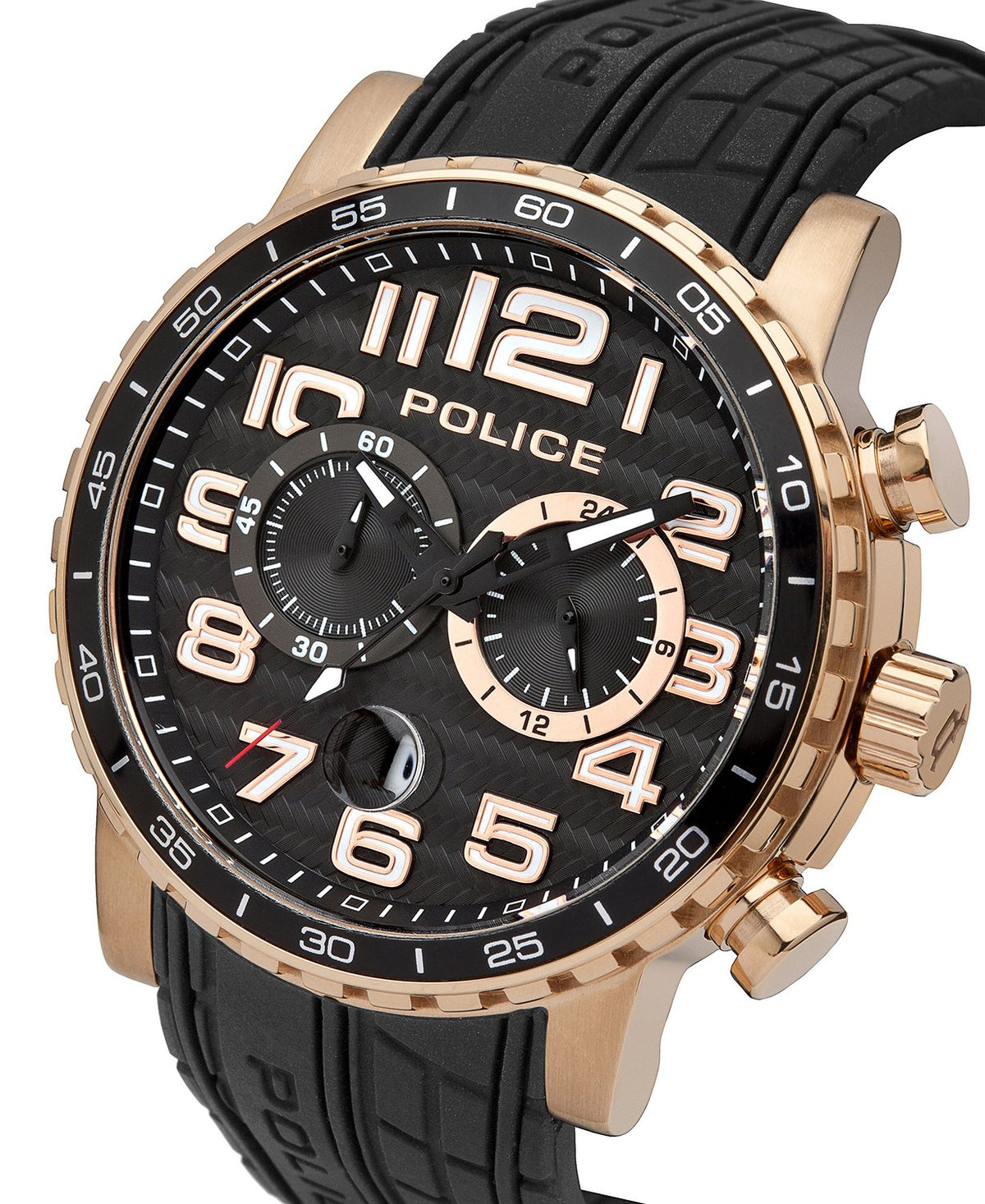 Police Men's Black Silicon Strap Watch 14443JSR/02P