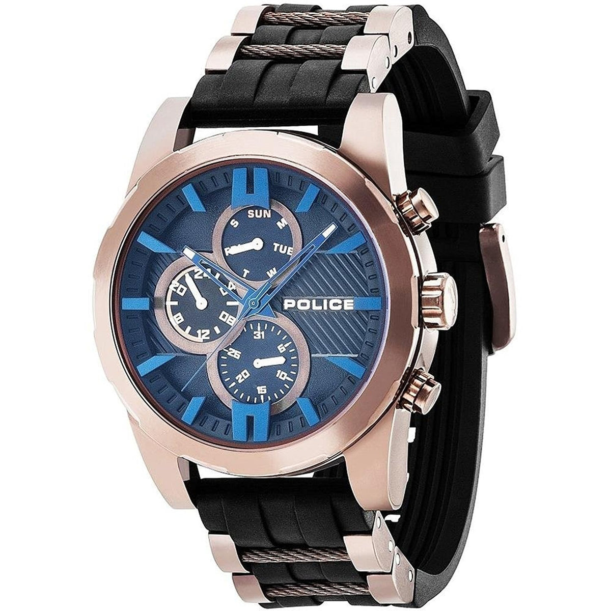 Police Men's Blue Dial Analogue Display and Black Plastic Strap Watch 14541JSBN/02P