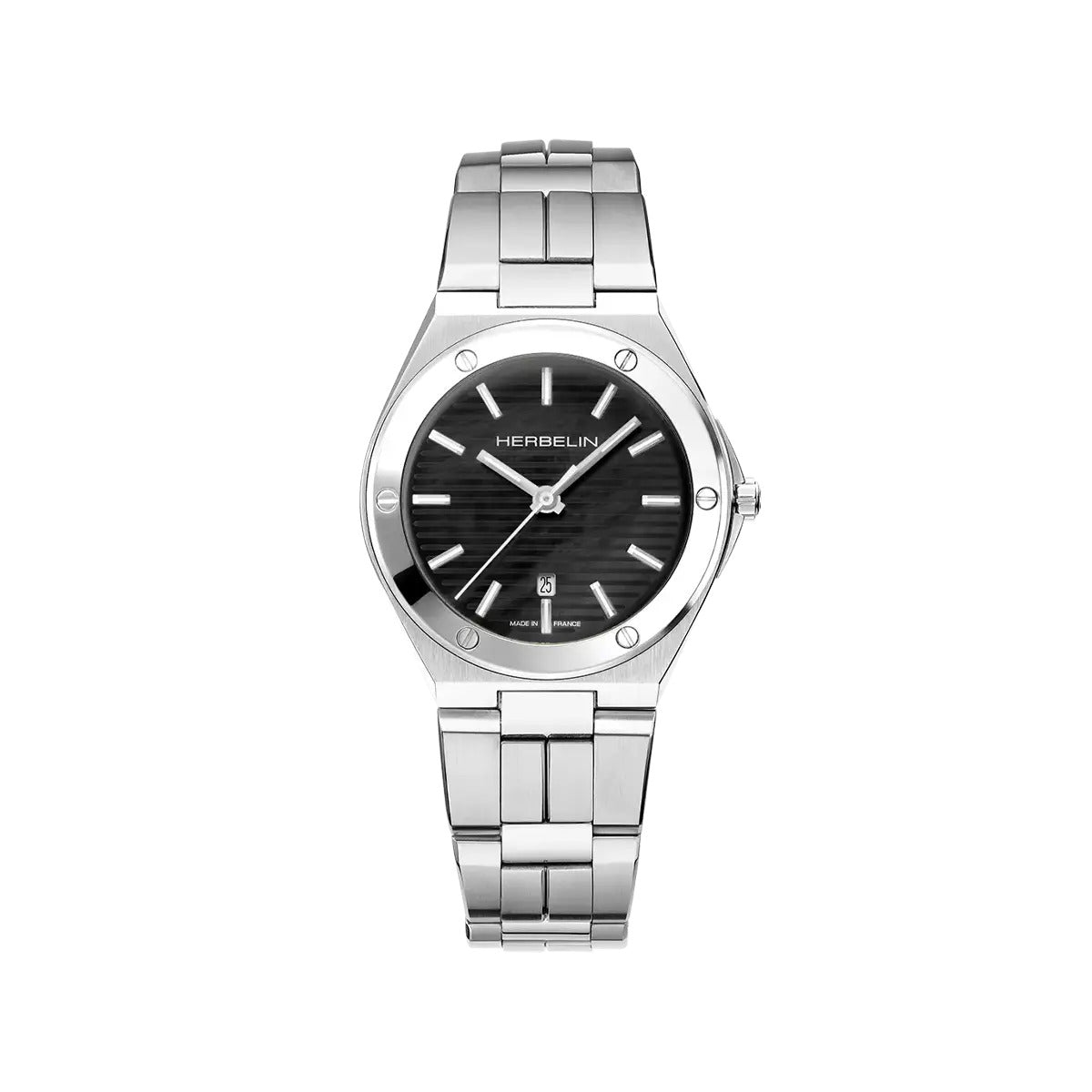 Herbelin Cap Camarat Ladies Watch with Black Dial and Silver Bracelet 14545B49