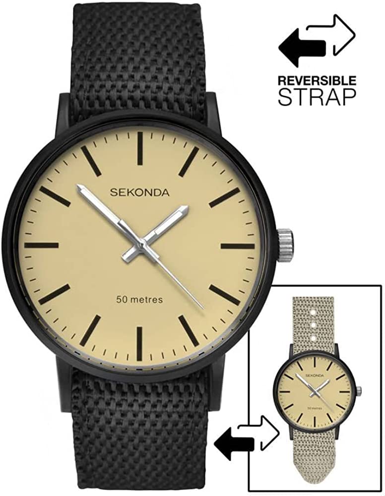 Sekonda Mens Watch with Beige Dial and Black Nylon Strap 1494