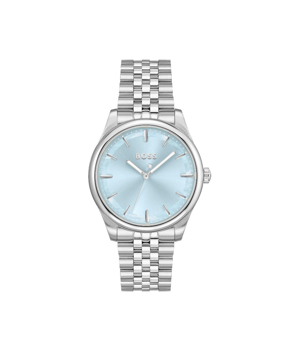 Gwylio Ieuenctid Cymen Boss gyda Deial Glas a Strap Arian 1502777