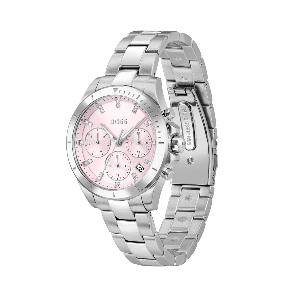 Boss Alley Ladies Watch with Pink Dial and Silver Strap 1502825