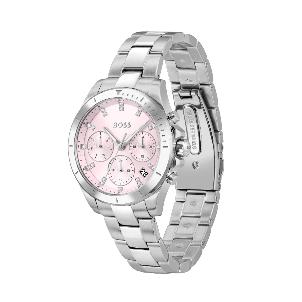 Boss Alley Ladies Watch with Pink Dial and Silver Strap 1502825